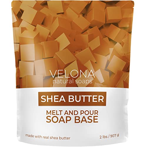 VELONA 2 LB - בסיס סבון חמאת שיאה קוביות חתוכות מראש | SLS/SLES בחינם | גליצרין נמס ושופך | סורגים טבעיים לתוצאה הטובה ביותר לייצור סבון